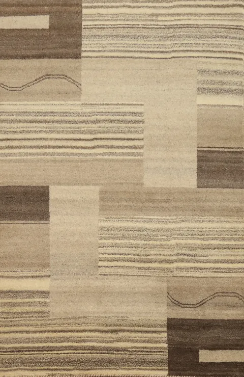 Earth Tones Patchwork Gabbeh Rug 5x7 for Contemporary Spaces
