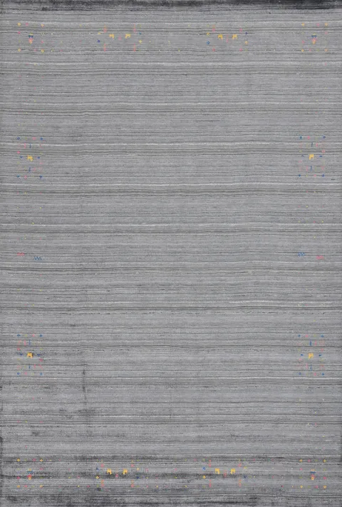 Elegant Grey Gabbeh Area Rug 9x12 with Subtle Geometric Accents