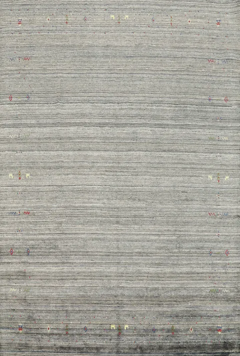 Elegant Gray Gabbeh Area Rug 8x10 Subtle Tribal Motifs