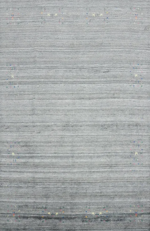 Elegant Gray Gabbeh Area Rug 8x10 with Subtle Textured Details