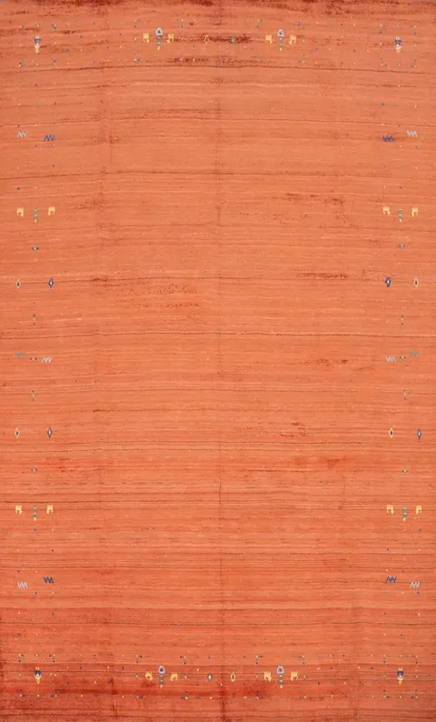 Stylish Orange Gabbeh Area Rug 8x12 with Delicate Accents