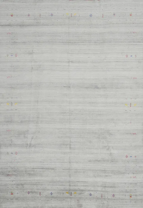 Minimalist Gray Gabbeh Area Rug 9x12 with Subtle Pattern