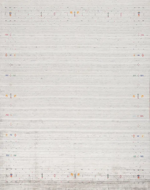 Subtle Charm Gabbeh Area Rug 10x10 with Classic Embroidery Touches