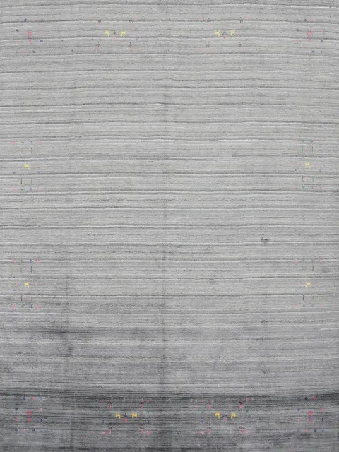 Chic Gray Gabbeh Area Rug 8x9 with Scattered Design Highlights
