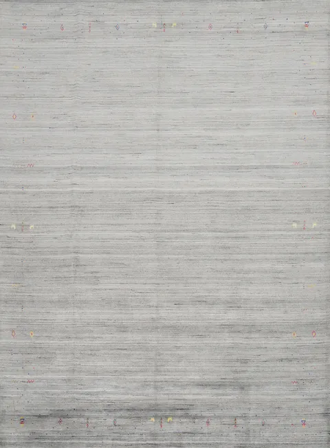 Sophisticated Grey Gabbeh Area Rug 10x12 with Delicate Embellishments