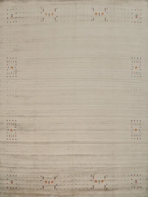 Classic Gabbeh Area Rug 10x10 with Intricate Corner Designs