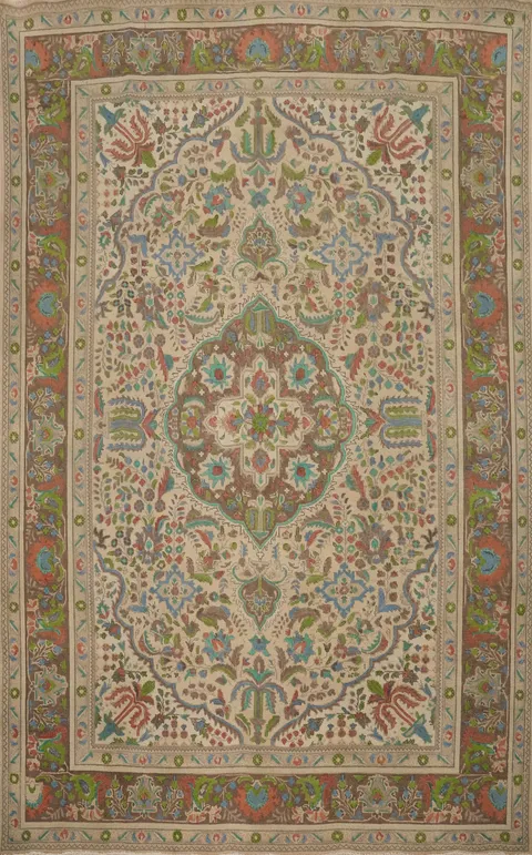 Vintage Wool Floral Tabriz Persian Area Rug 8x11