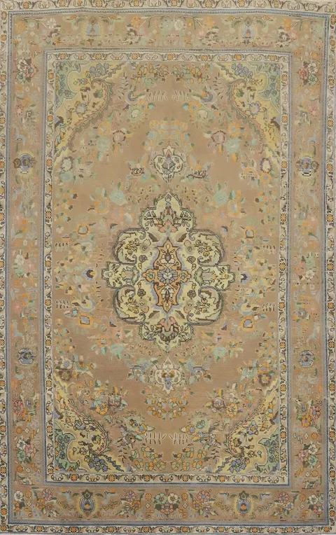Vintage Wool Medallion Tabriz Persian Area Rug 7x10