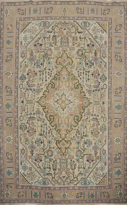 Geometric Wool Tabriz Persian Area Rug 8x11