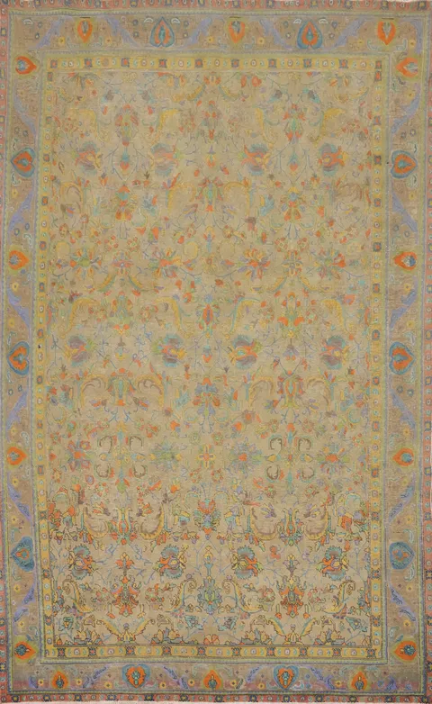 Vintage Wool Floral Tabriz Persian Area Rug 9x14