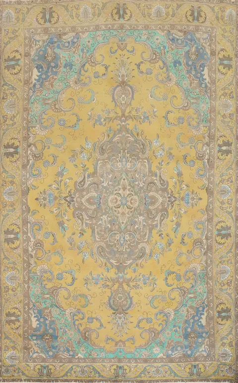 Vintage Wool Medallion Tabriz Persian Area Rug 8x11
