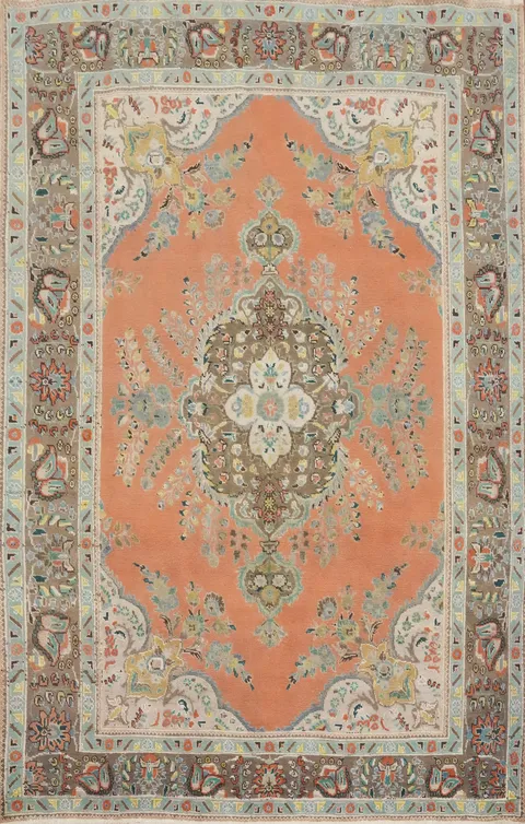 Vintage Wool Floral Tabriz Persian Area Rug 7x10