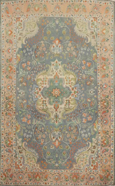 Floral Medallion Tabriz Persian Area Rug 7x10