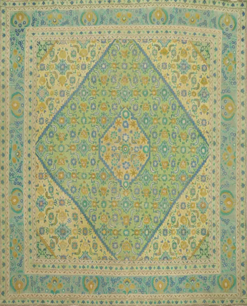 Vintage Geometric Tabriz Persian Area Rug 9x9