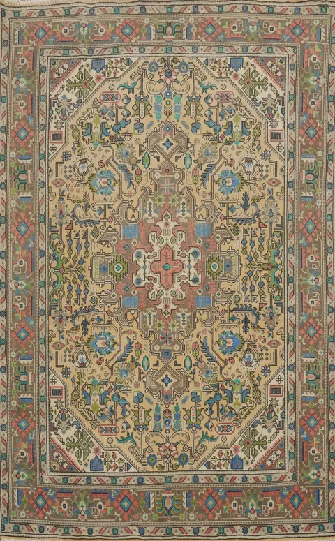 Vintage Wool Tabriz Persian Area Rug 6x10