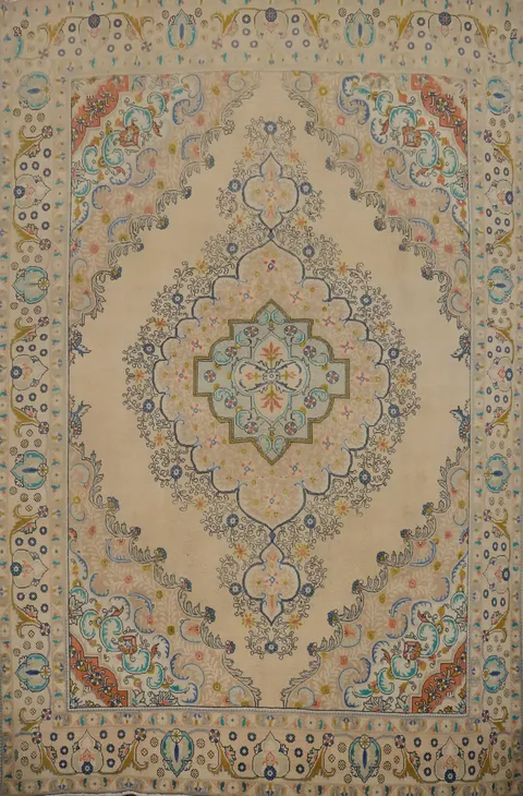 Vintage Wool Medallion Tabriz Persian Area Rug 10x12