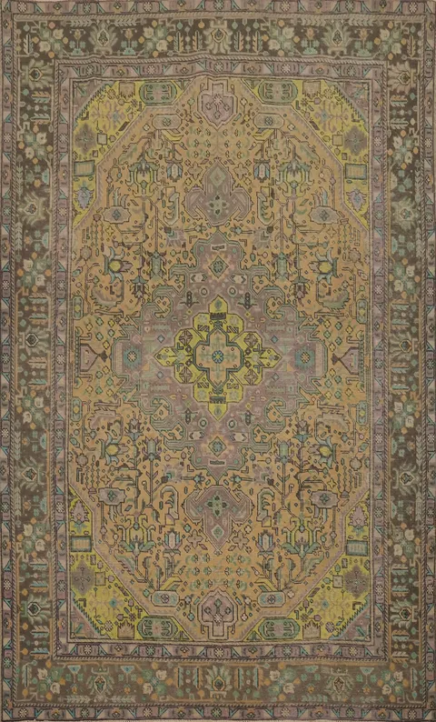 Vintage Wool Tabriz Persian Area Rug 6x10