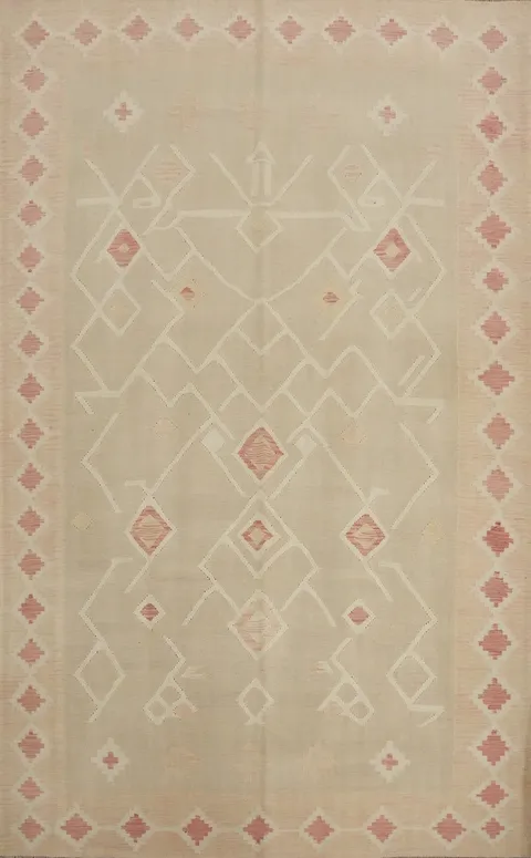 Vegetable Dye Tribal Wool Kilim Area Rug 7x10