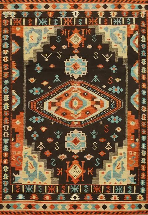 Vegetable Dye Tribal Wool Kilim Handwoven Area Rug 8x10