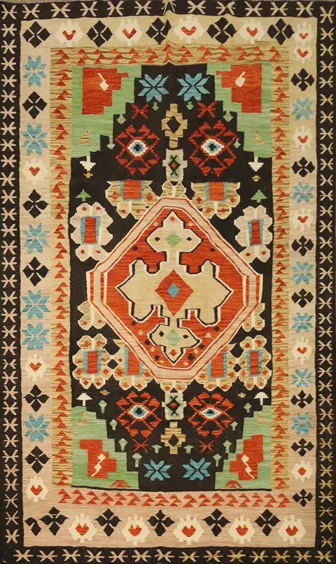 Vegetable Dye Tribal Wool Kilim Handwoven Area Rug 6x10
