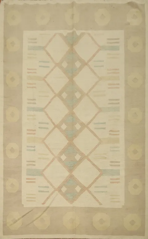 Vegetable Dye Geometric Kilim Flat Weave Area Rug 6x10