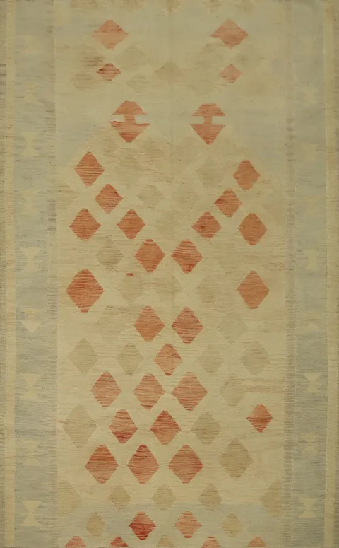 Vegetable Dye Geometric Kilim Flat Weave Area Rug 6x9