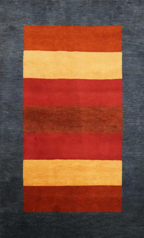 Contemporary Striped Gabbeh Rug 5x7 in Warm Earth Hues for Elegance