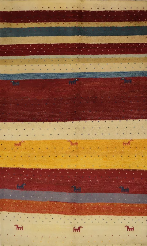 Colorful Striped Gabbeh Rug 4x6 Perfect for Adding Warmth to Any Room