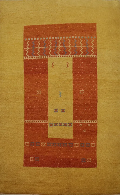 Embrace Warmth with Earth-Toned Geometric Gabbeh Rug 5x6