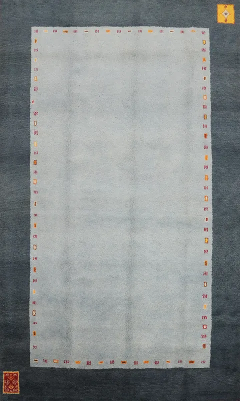 Sleek Contemporary Gabbeh Area Rug 7x10 with Edge Details