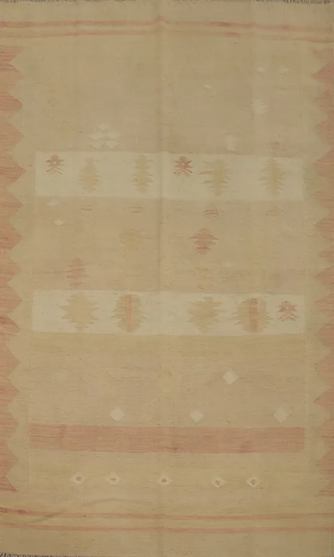 Vegetable Dye Tribal Wool Kilim Handwoven Area Rug 5x7