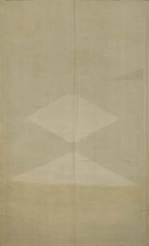 Neutral Tone Kilim Area Rug 6x10 Highlighting Gentle Geometric Shapes