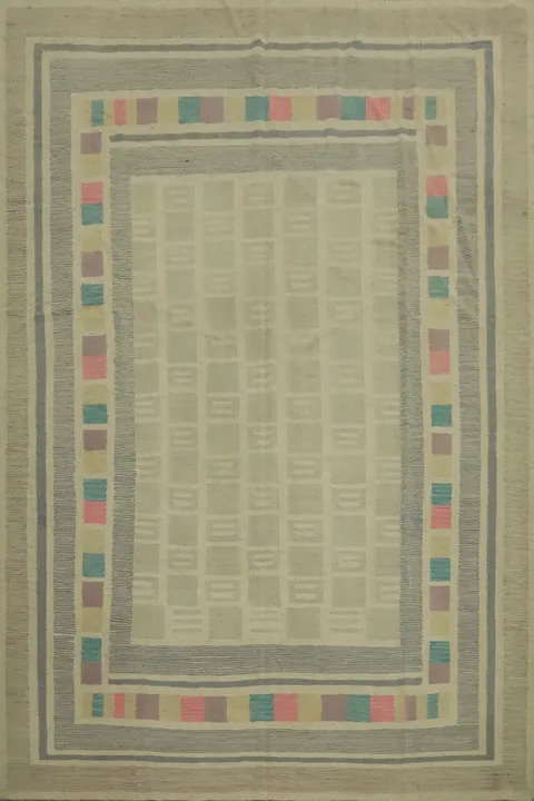 Vegetable Dye Geometric Kilim Handwoven Area Rug 8x10