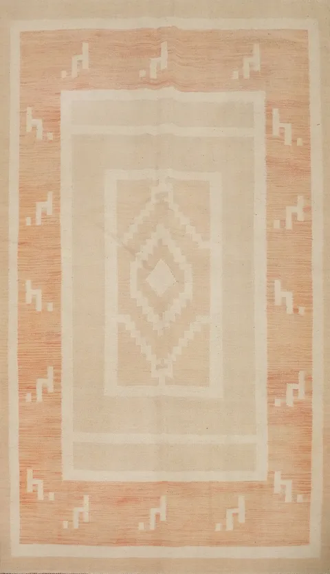Vegetable Dye Geometric Kilim Flat Weave Area Rug 5x8