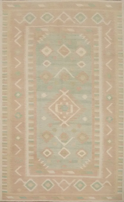 Vegetable Dye Geometric Kilim Flat Weave Area Rug 6x8