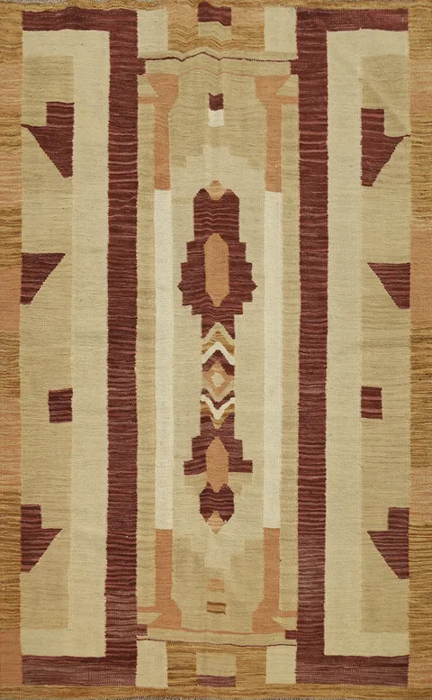Vegetable Dye Geometric Kilim Handwoven Rug 4x6