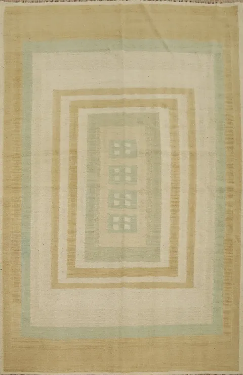 Vegetable Dye Geometric Kilim Handwoven Rug 4x6