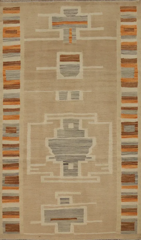 Vegetable Dye Tribal Wool Kilim Handwoven Rug 3x5