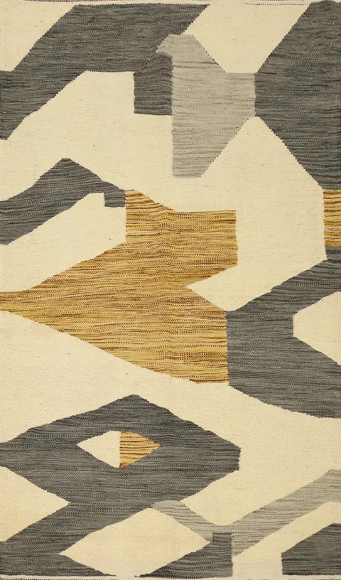 Geometric Elegance for Modern Homes Kilim Wool Rug 3x5