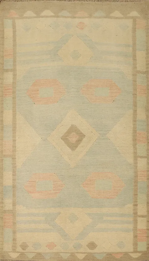 Pastel Colors Kilim Wool Rug 3x5 for Cozy Living Room Vibes