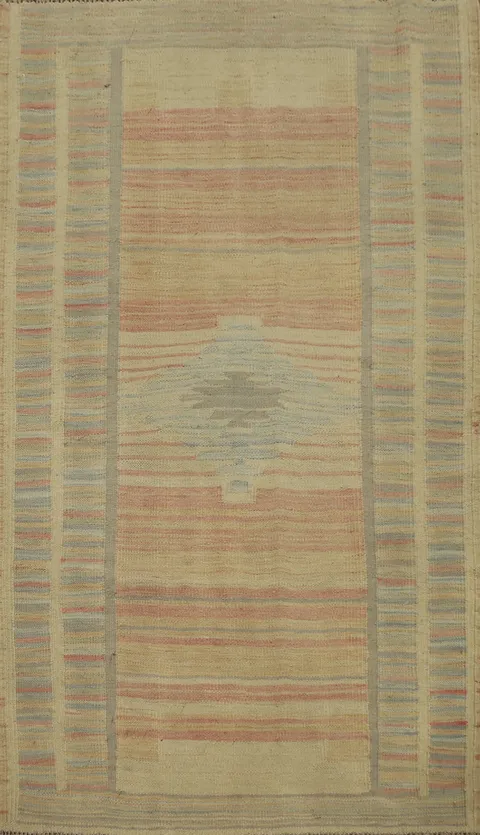 Vegetable Dye Geometric Kilim Handwoven Rug 3x5