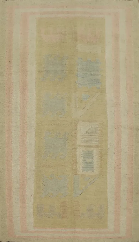 Vegetable Dye Geometric Kilim Handwoven Rug 3x5