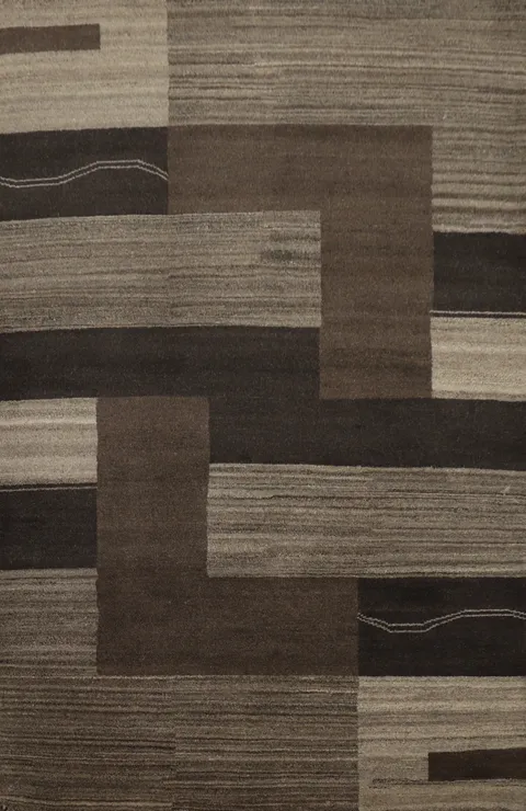 Chic Geometric Gabbeh Area Rug 5x8 with Rich Chocolate and Taupe Shades
