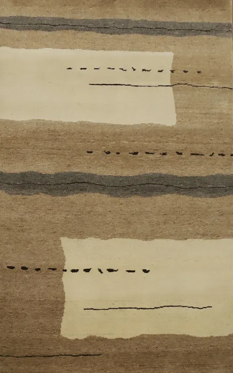 Classic Minimalist Gabbeh Rug 4x7 with Subtle Earthy Hues