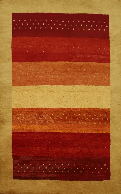 Elegant Stripes: Soft Textures in a Stunning Gabbeh Rug 5x7