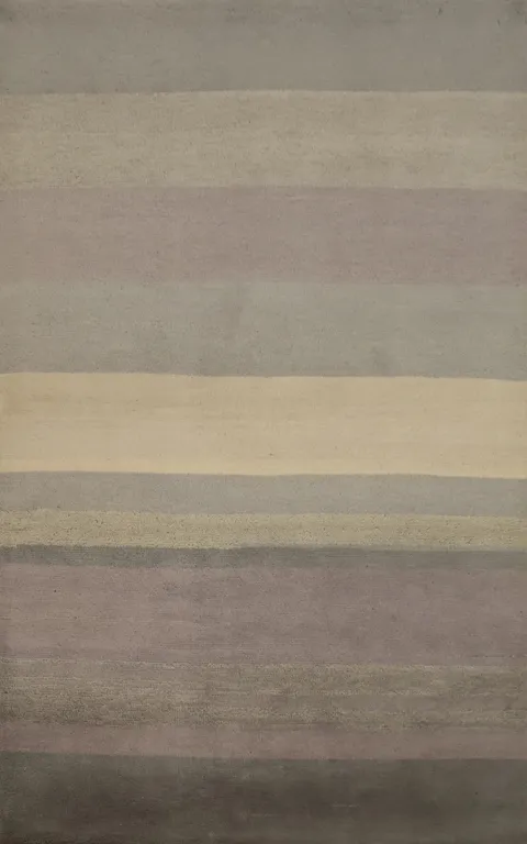 Elegant Neutral Stripes Gabbeh Modern Area Rug 5x8