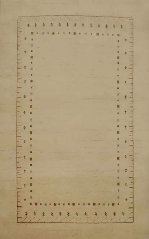 Neutral Toned Gabbeh Area Rug 6x8 with Intricate Design