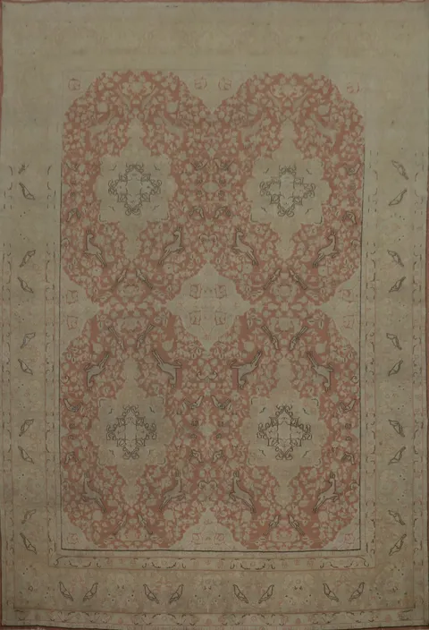 Vegetable Dye Floral Kerman Persian Area Rug 10x13