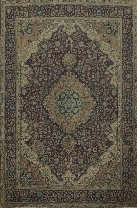Vintage Floral Wool Tabriz Persian Area Rug 8x11