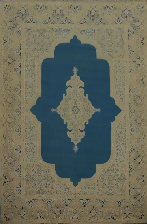 Blue Geometric Kerman Persian Area Rug 10x12